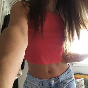 Pink cropped tank top